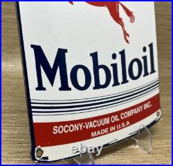 Vintage Mobil Motor Oil Can Porcelain Sign Gas Station Mobiloil Peggy Socony Vintage Mobil Motor Oil Can Porcelain Sign Gas Station Mobiloil Peggy Socony