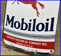 Vintage Mobil Motor Oil Can Porcelain Sign Gas Station Mobiloil Peggy Socony Vintage Mobil Motor Oil Can Porcelain Sign Gas Station Mobiloil Peggy Socony