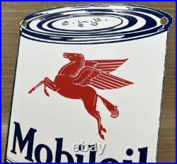 Vintage Mobil Motor Oil Can Porcelain Sign Gas Station Mobiloil Peggy Socony Vintage Mobil Motor Oil Can Porcelain Sign Gas Station Mobiloil Peggy Socony