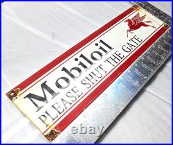 Vintage Mobil Oil Pegasus Gasoline Sign Motor Oil Gas Pump Porcelain Large Sign