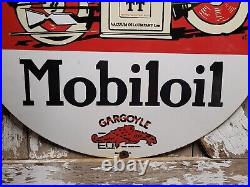 Vintage Mobil Porcelain Sign 30 Gargoyle Race Car Garage Gas Motor Oil Service