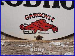 Vintage Mobil Porcelain Sign 30 Gargoyle Race Car Garage Gas Motor Oil Service