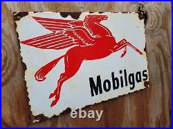Vintage Mobil Porcelain Sign Gas Engine Mobilgas Motor Oil Service Pegasus Peggy
