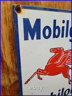 Vintage Mobil Porcelain Sign Gas Station Motor Oil Service Garage Pegasus Sales