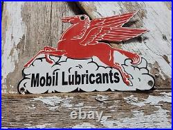 Vintage Mobil Porcelain Sign Lubricant Motor Oil Gasoline Pegasus Gas Pump Plate