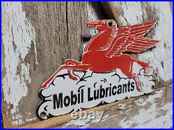 Vintage Mobil Porcelain Sign Lubricant Motor Oil Gasoline Pegasus Gas Pump Plate