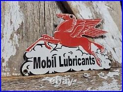 Vintage Mobil Porcelain Sign Lubricant Motor Oil Gasoline Pegasus Gas Pump Plate