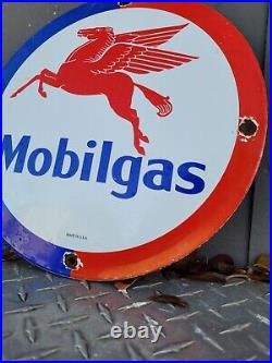 Vintage Mobil Porcelain Sign Old Gas Pump Plate Motor Oil Service Station Texas