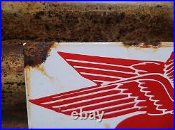 Vintage Mobil Porcelain Sign Old Gas Station Motor Oil Service Garage Pegasus 12