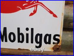 Vintage Mobil Porcelain Sign Old Gas Station Motor Oil Service Garage Pegasus 12