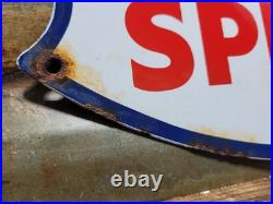 Vintage Mobil Porcelain Sign Old Mobilgas Special Gas Pump Shield 12 Motor Oil