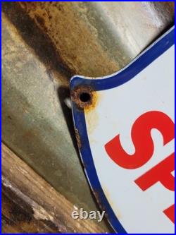 Vintage Mobil Porcelain Sign Old Mobilgas Special Gas Pump Shield 12 Motor Oil