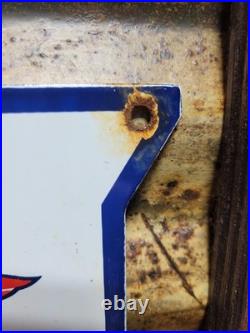 Vintage Mobil Porcelain Sign Old Mobilgas Special Gas Pump Shield 12 Motor Oil