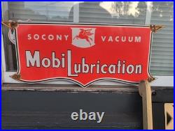 Vintage Mobil Porcelain Sign Old Us Motor Oil Gas Station Pegasus Peggy Mobiloil