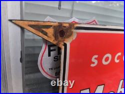 Vintage Mobil Porcelain Sign Old Us Motor Oil Gas Station Pegasus Peggy Mobiloil