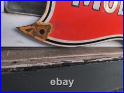 Vintage Mobil Porcelain Sign Old Us Motor Oil Gas Station Pegasus Peggy Mobiloil