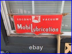 Vintage Mobil Porcelain Sign Old Us Motor Oil Gas Station Pegasus Peggy Mobiloil