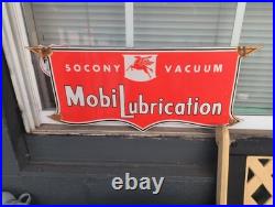 Vintage Mobil Porcelain Sign Old Us Motor Oil Gas Station Pegasus Peggy Mobiloil