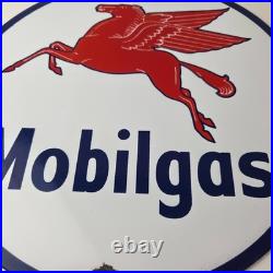 Vintage Mobil Sign Pegasus Mobilgas Gas Motor Oil Pump Service Porcelain Sign