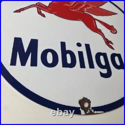 Vintage Mobil Sign Pegasus Mobilgas Gas Motor Oil Pump Service Porcelain Sign