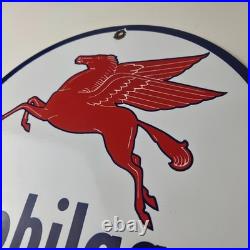 Vintage Mobil Sign Pegasus Mobilgas Gas Motor Oil Pump Service Porcelain Sign