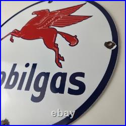 Vintage Mobil Sign Pegasus Mobilgas Gas Motor Oil Pump Service Porcelain Sign