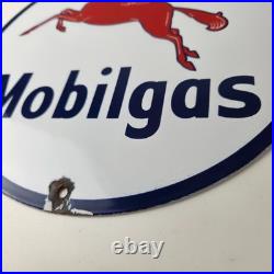 Vintage Mobil Sign Pegasus Mobilgas Gas Motor Oil Pump Service Porcelain Sign