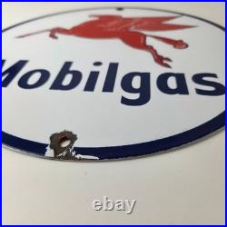 Vintage Mobil Sign Pegasus Mobilgas Gas Motor Oil Pump Service Porcelain Sign