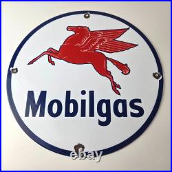 Vintage Mobil Sign Pegasus Mobilgas Gas Motor Oil Pump Service Porcelain Sign