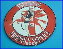 Vintage Mobil Special Gasoline Porcelain Gas Motor Oil Pegasus Friendly Sign