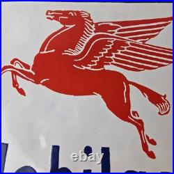Vintage Mobil gas Sign Gasoline Advertisement Motor Oil Pump Porcelain Sign