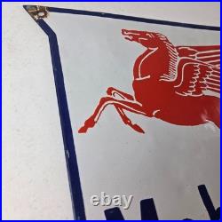 Vintage Mobil gas Sign Gasoline Advertisement Motor Oil Pump Porcelain Sign