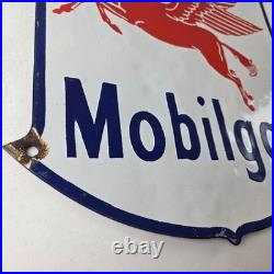 Vintage Mobil gas Sign Gasoline Advertisement Motor Oil Pump Porcelain Sign