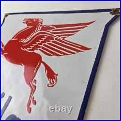 Vintage Mobil gas Sign Gasoline Advertisement Motor Oil Pump Porcelain Sign