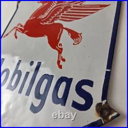 Vintage Mobil gas Sign Gasoline Advertisement Motor Oil Pump Porcelain Sign