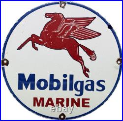 Vintage Mobilgas Marine Porcelain Sign Dealership Gas Station Mobil Motor Oil