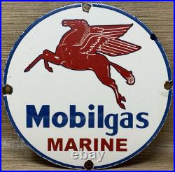 Vintage Mobilgas Marine Porcelain Sign Dealership Gas Station Mobil Motor Oil
