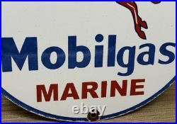 Vintage Mobilgas Marine Porcelain Sign Dealership Gas Station Mobil Motor Oil