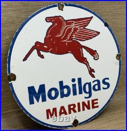 Vintage Mobilgas Marine Porcelain Sign Dealership Gas Station Mobil Motor Oil