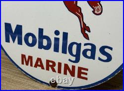 Vintage Mobilgas Marine Porcelain Sign Dealership Gas Station Mobil Motor Oil