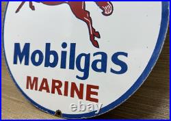 Vintage Mobilgas Marine Porcelain Sign Dealership Gas Station Mobil Motor Oil Vintage Mobilgas Marine Porcelain Sign Dealership Gas Station Mobil Motor Oil