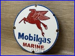 Vintage Mobilgas Marine Porcelain Sign Dealership Gas Station Mobil Motor Oil