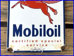 Vintage Mobilgas Mobiloil Mobilgas Pegasus Gasoline Porcelain Motor Oil Sign