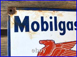 Vintage Mobilgas Mobiloil Mobilgas Pegasus Gasoline Porcelain Motor Oil Sign