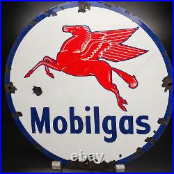 Vintage Mobilgas Porcelain Enamel Gas Pump Sign Motor Oil Advertising Collecti
