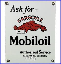 Vintage Mobilgas Porcelain Sign Dealership Gas Station Mobil Motor Oil Gargoyle