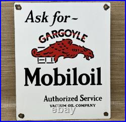 Vintage Mobilgas Porcelain Sign Dealership Gas Station Mobil Motor Oil Gargoyle
