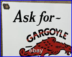 Vintage Mobilgas Porcelain Sign Dealership Gas Station Mobil Motor Oil Gargoyle