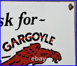 Vintage Mobilgas Porcelain Sign Dealership Gas Station Mobil Motor Oil Gargoyle