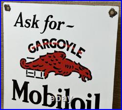Vintage Mobilgas Porcelain Sign Dealership Gas Station Mobil Motor Oil Gargoyle